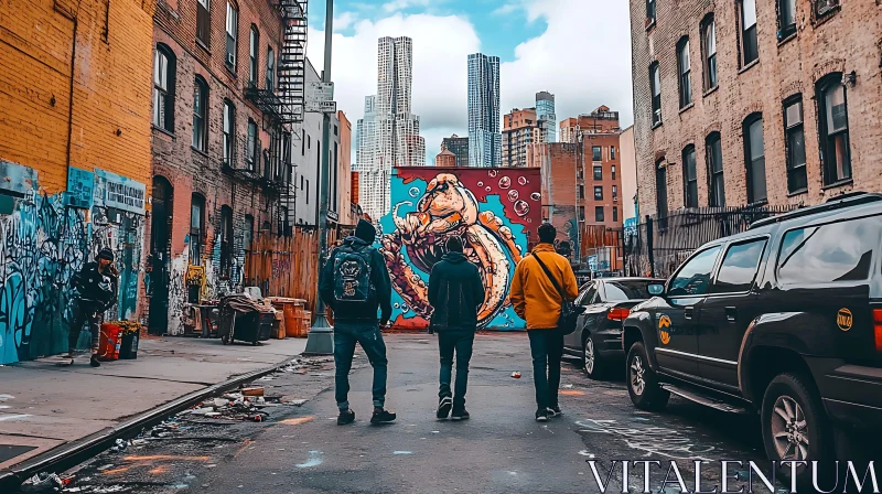 Colorful Graffiti in City Alley AI Image