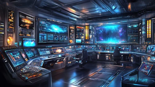 Futuristic Tech Hub Control Room