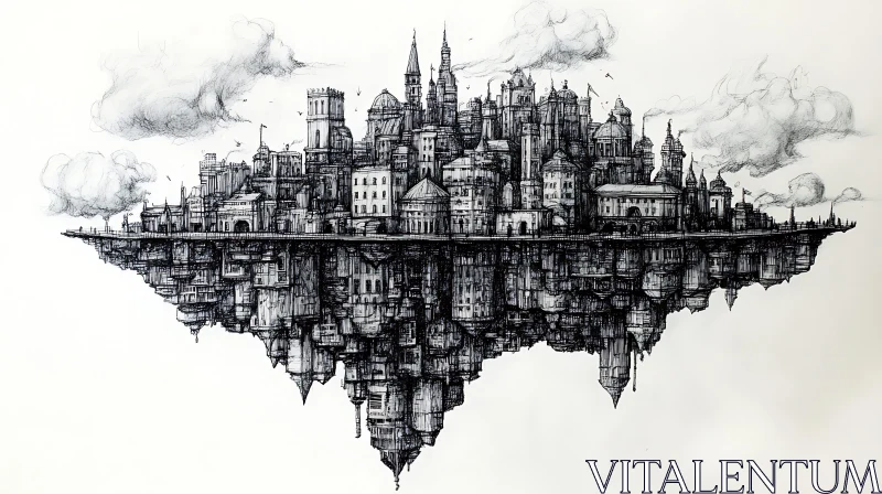 AI ART Surreal Floating City With Detailed Architecture