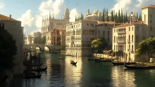 Tranquil Venice Waterway with Architectural Marvels