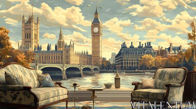 Iconic London Architecture from a Serene Veranda AI Image