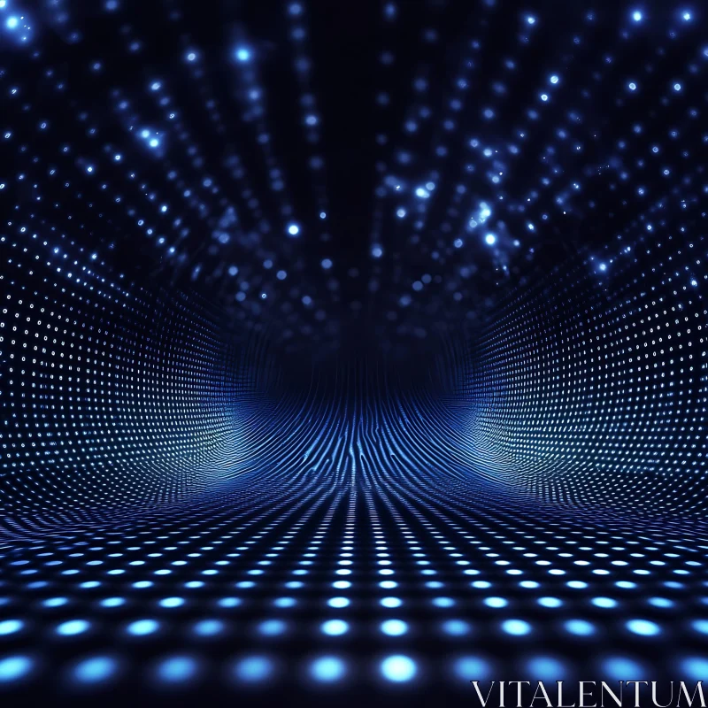 Tunnel of Blue Light Dots - Abstract Art AI Image