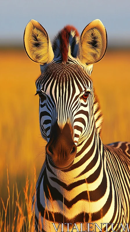 Zebra in Golden Savanna AI Image