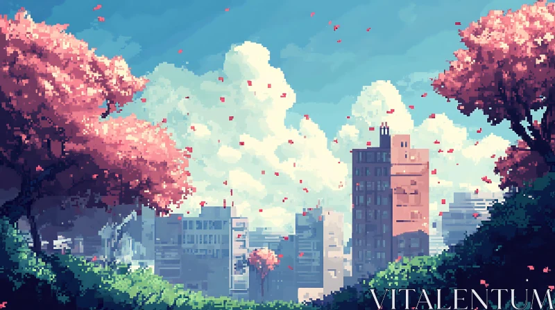 Urban Nature in Pixel Art AI Image