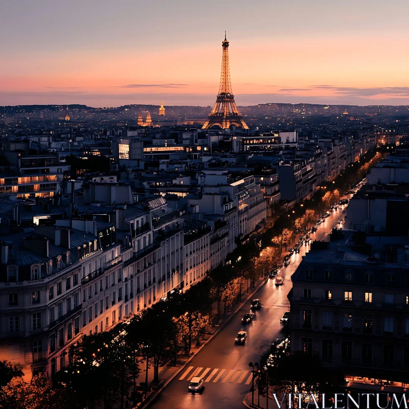 Evening in Paris with Eiffel Tower AI Image