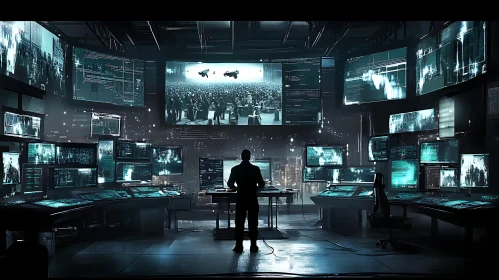 Futuristic Surveillance Command Center