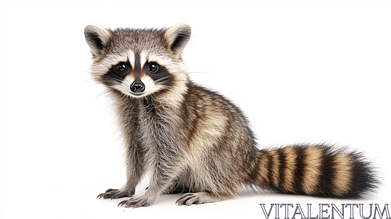 Charming Little Raccoon on White AI Image