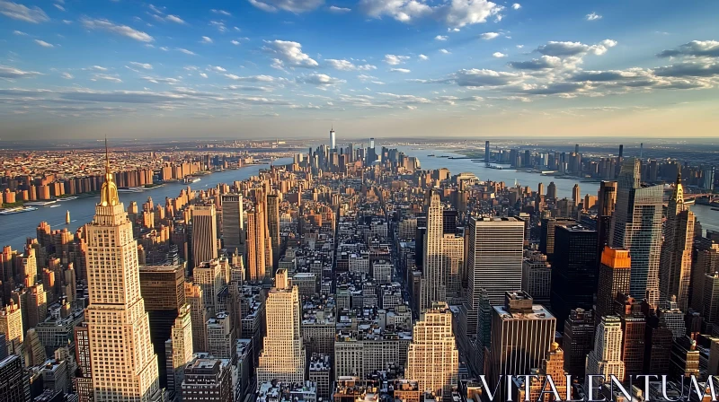 Urban Skyline Seen from Above at Dusk AI Image