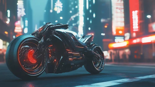 Sleek Futuristic Bike Amidst City Lights