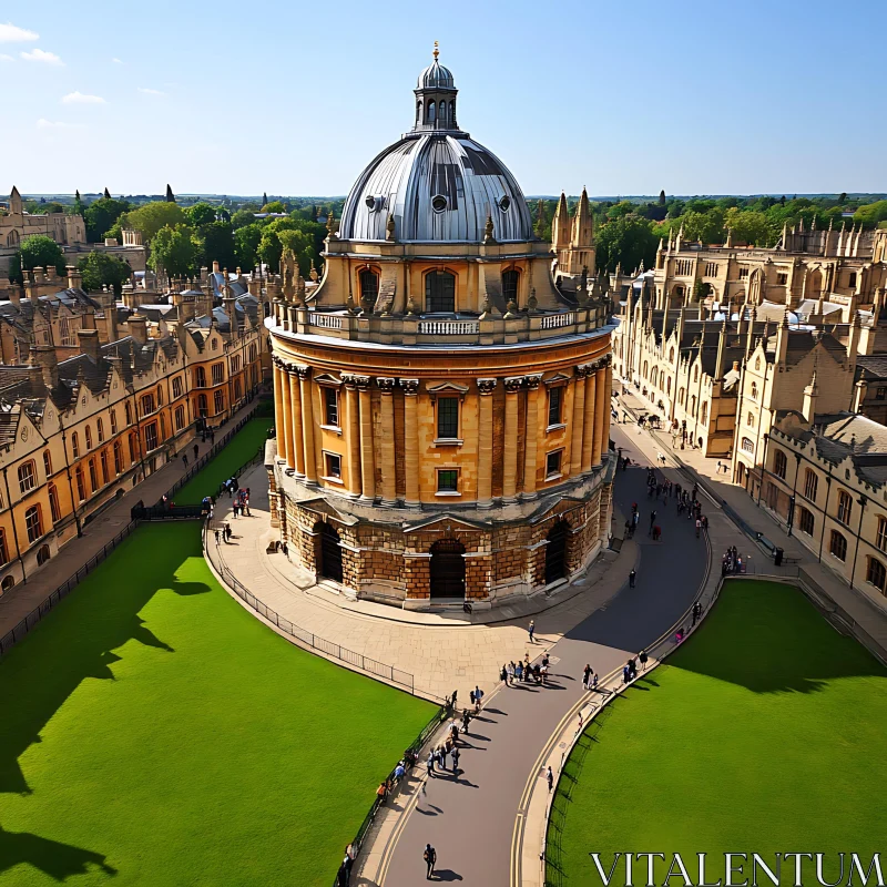 AI ART Iconic Architecture with Domed Roof Surrounded by Green Lawns