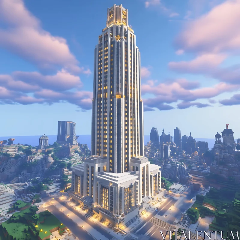 AI ART Modern Architectural Marvel in Minecraft Cityscape