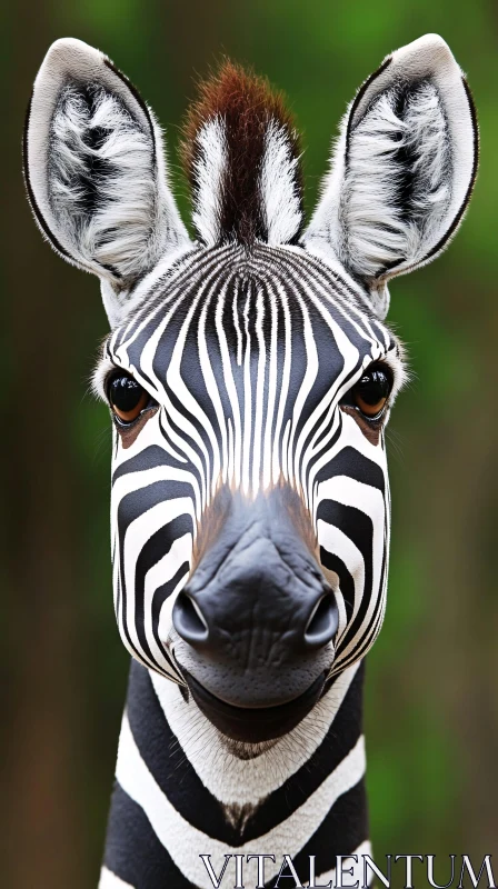 Close View of a Zebra's Face AI Image