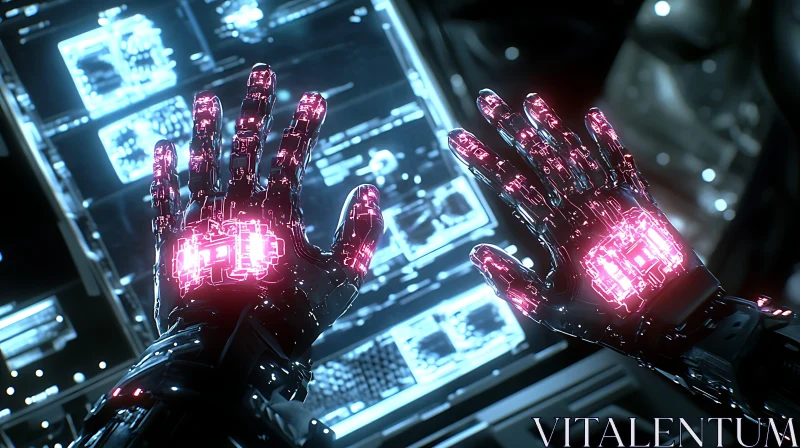 AI ART Cybernetic Hands and Data Interface