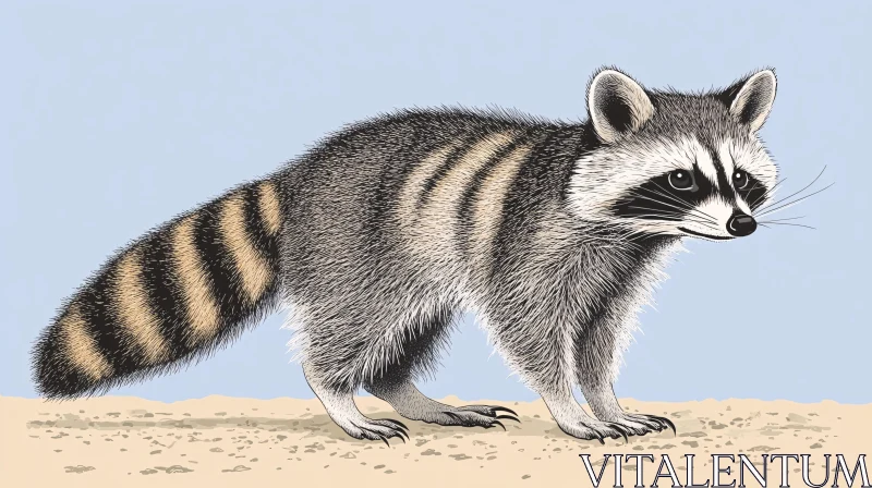 Illustrated Raccoon in Nature AI Image