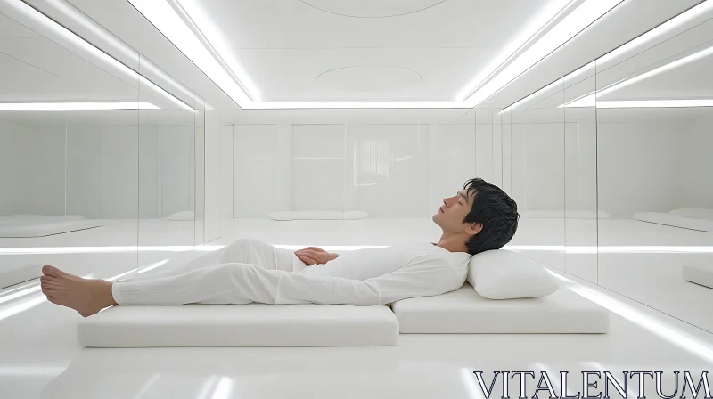 Modern Minimalist White Bedroom AI Image