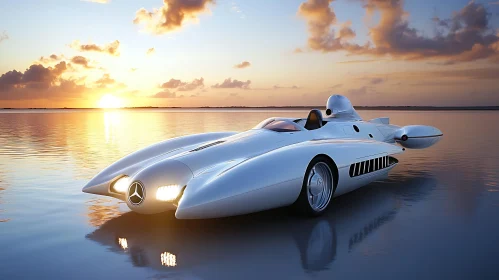 A Car of the Future at Sunset