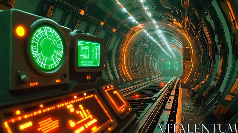 High-Tech Futuristic Tunnel and Control Panel AI Image