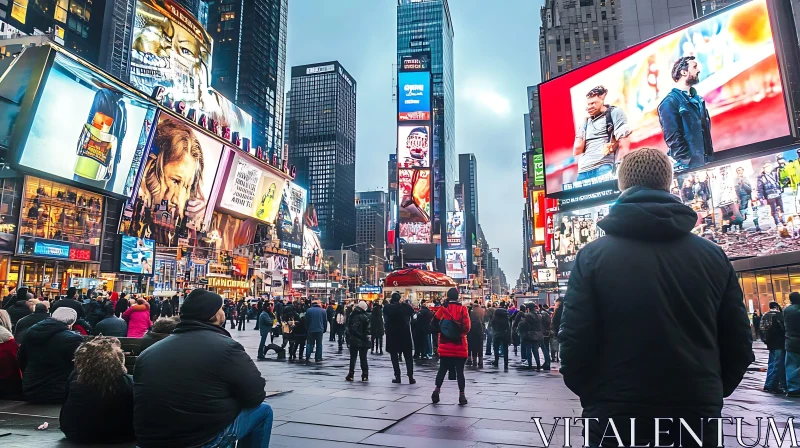 Vibrant Times Square at Dusk AI Image