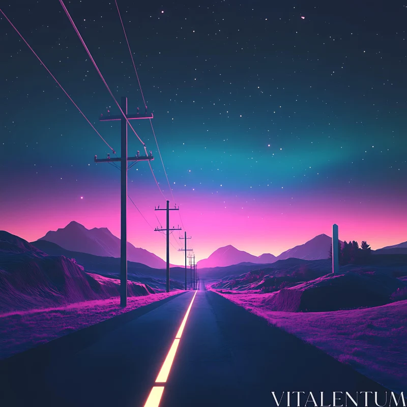 AI ART Ethereal Road Under Starry Sky