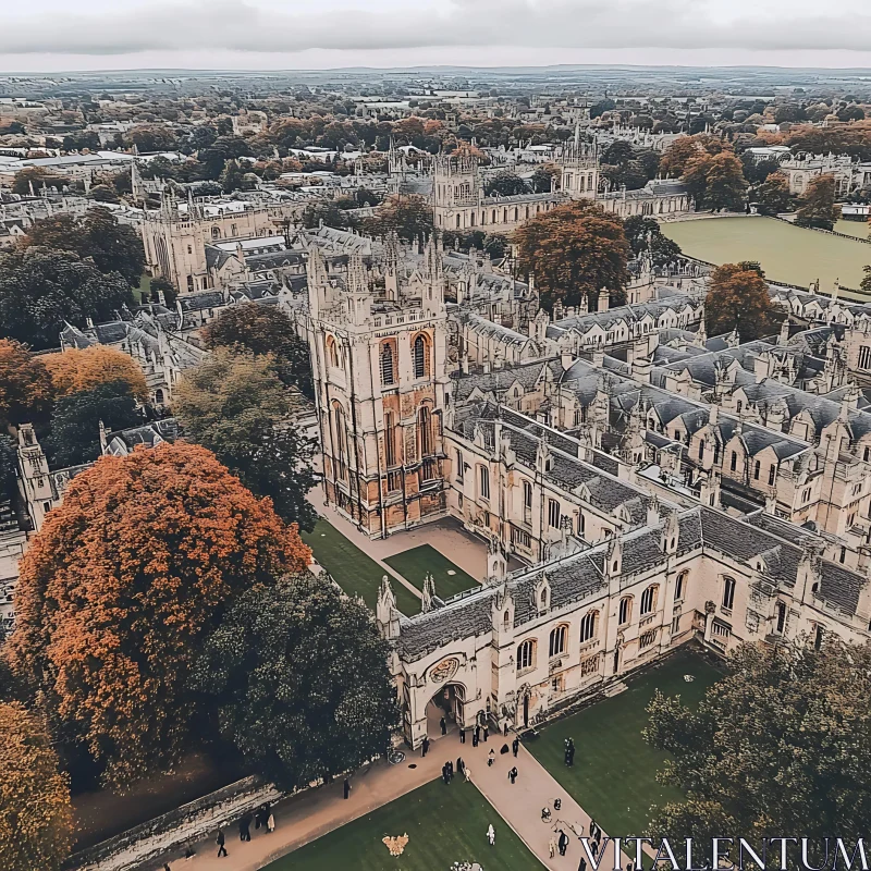 Gothic Cathedral in Autumn Aerial View AI Image