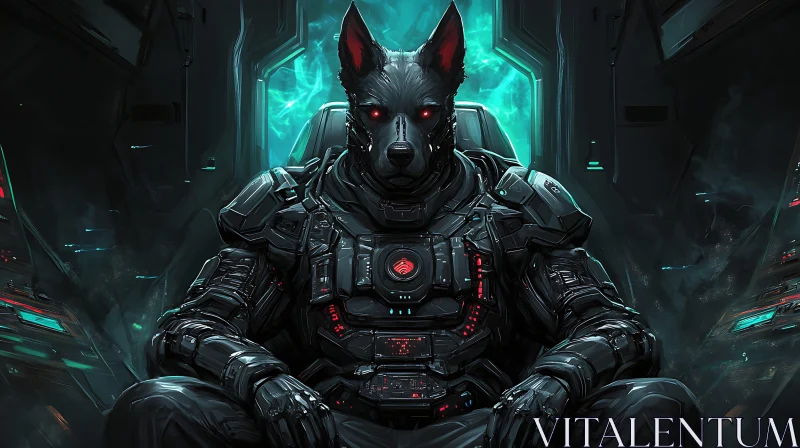 Futuristic Cyborg Wolf Seated