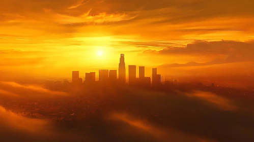 City Skyline Bathed in Golden Sunset