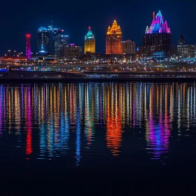 Urban Night Lights Reflection