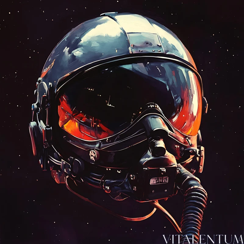 Floating Space Helmet with Orange Reflection