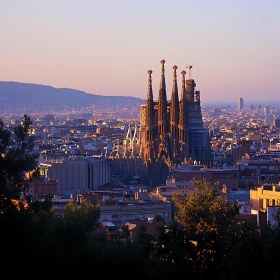Golden Hour Over Historic Cathedral and City