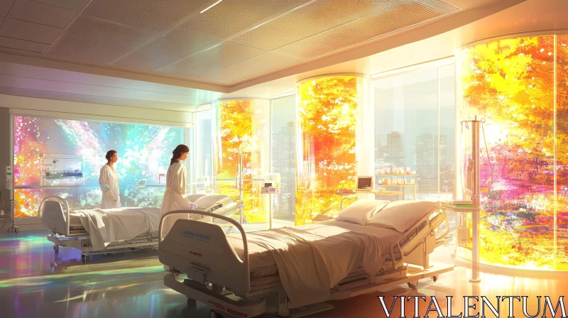 AI ART Modern Healthcare Room with Colorful Art