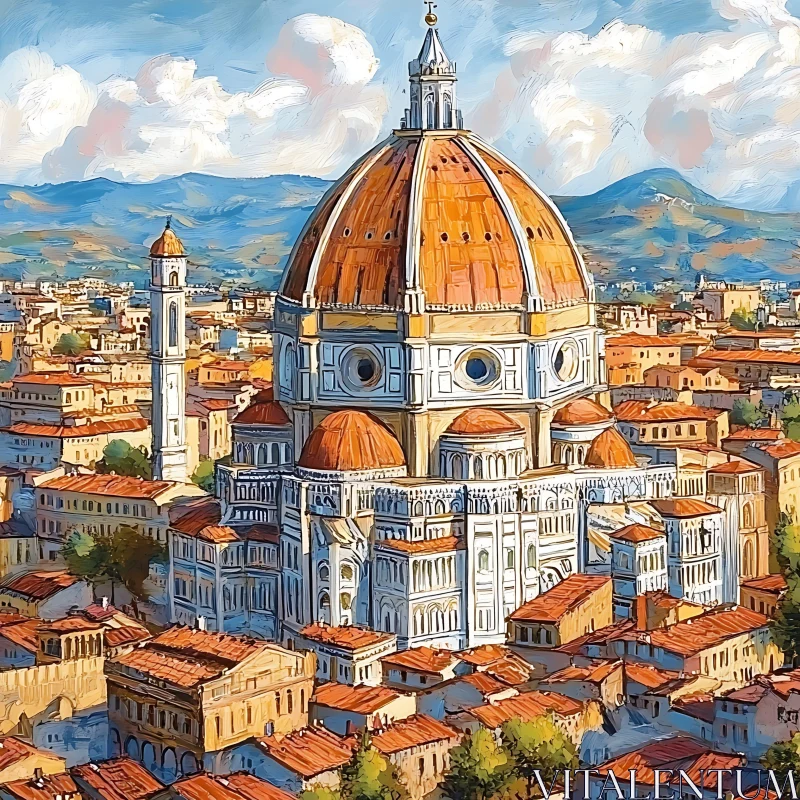 The Magnificent Florence Cathedral and Surrounding Renaissance Cityscape AI Image