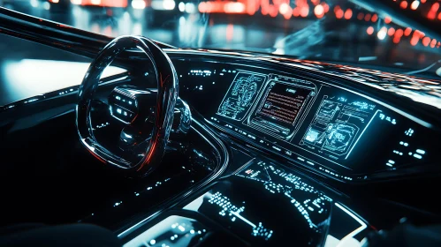 High-Tech Automotive Dashboard with LED Lights