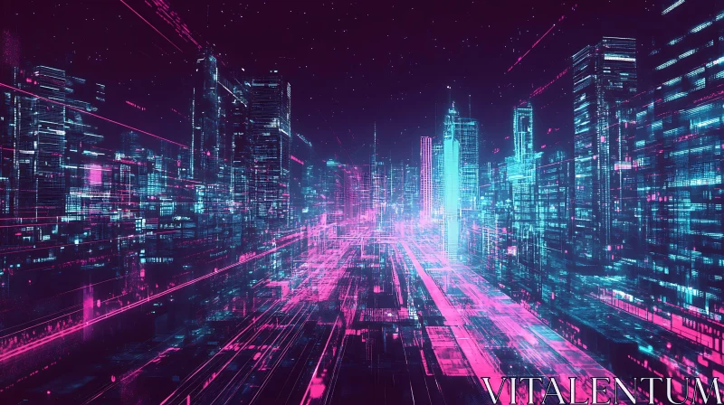 AI ART Neon Illuminated Futuristic City