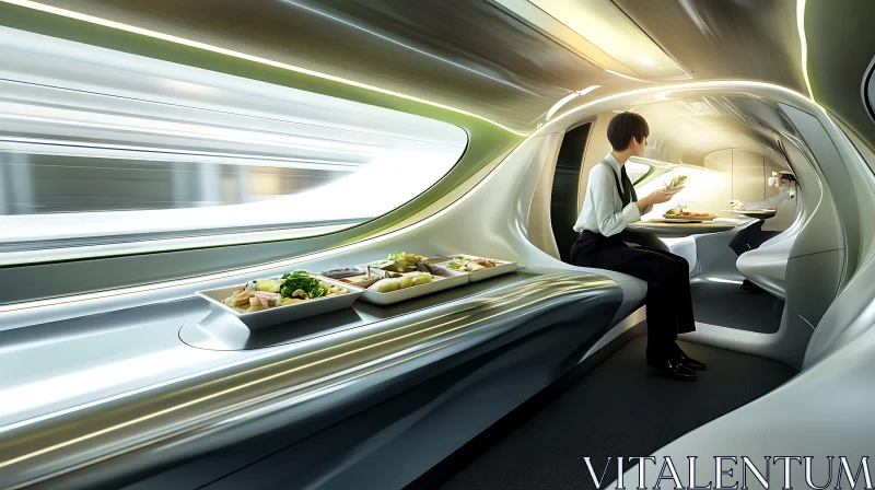 Modern High-Speed Train Interior Scene AI Image