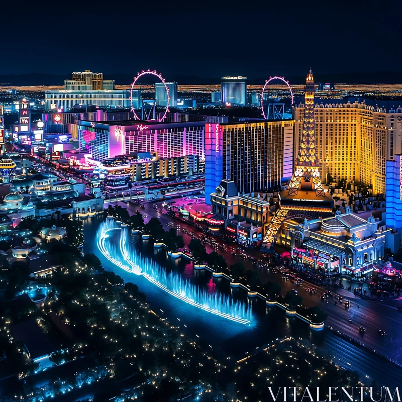 Las Vegas Nightlife in Neon Lights AI Image