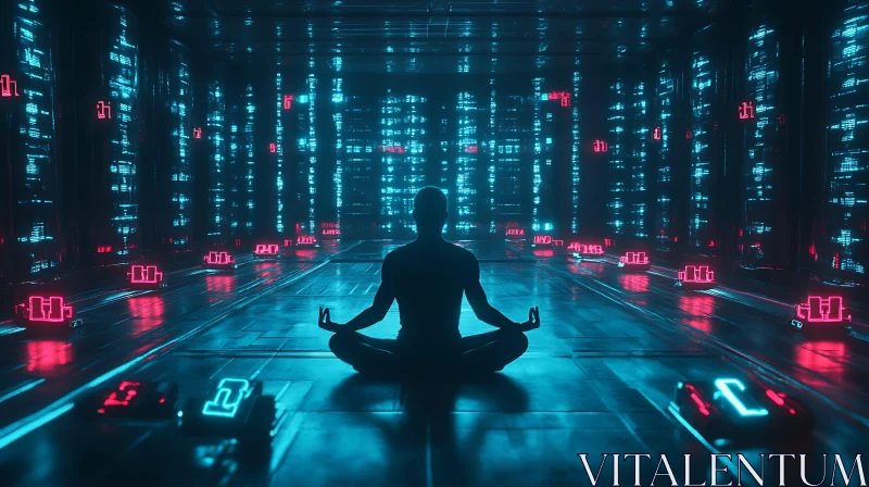 Technological Meditation Scene AI Image