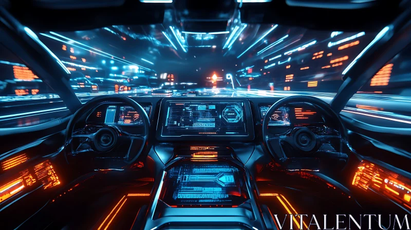 AI ART Neon-Lit Futuristic Car Dashboard