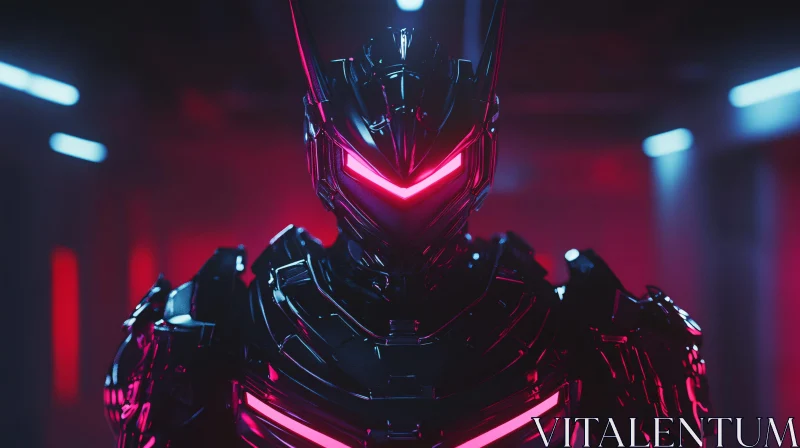 Neon-Lit Robotic Warrior AI Image