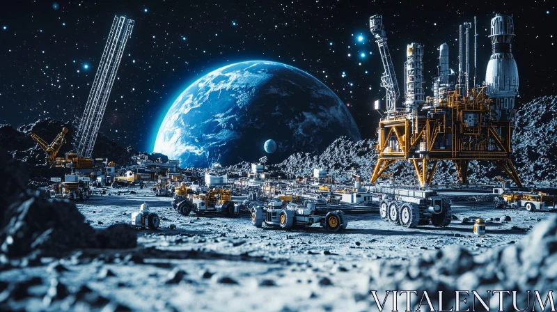 AI ART Advanced Space Mining Operation on the Moon