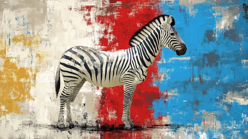 Artistic Zebra on Colorful Canvas