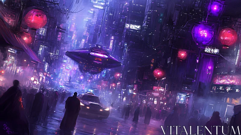 Urban Cyberpunk Night Scene AI Image