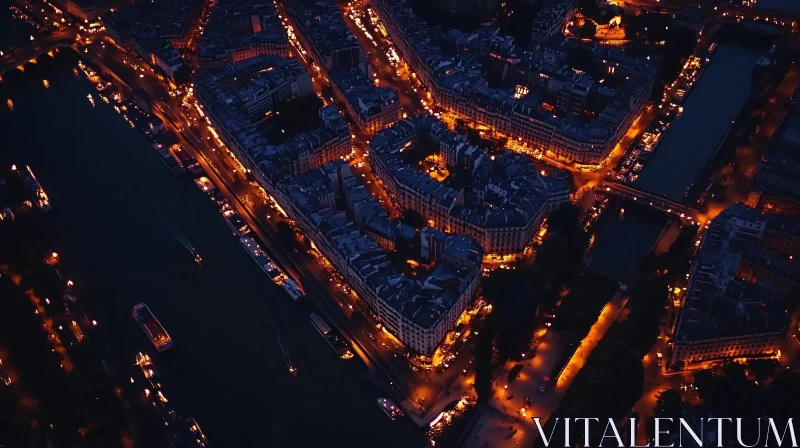 AI ART City at Night: Illuminated Urban Landscape