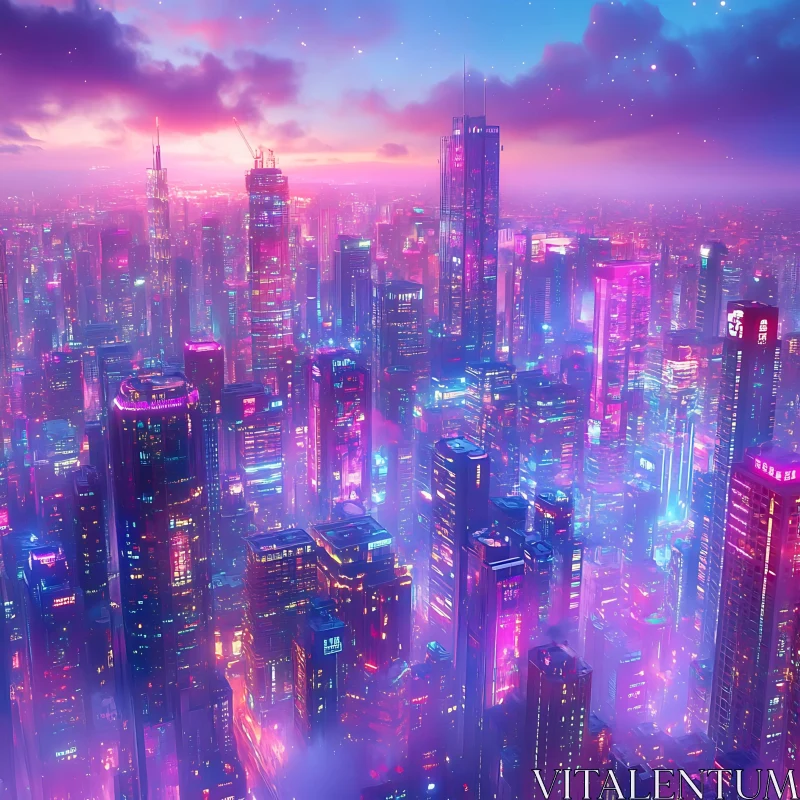 AI ART Neon-Lit Futuristic Cityscape at Night