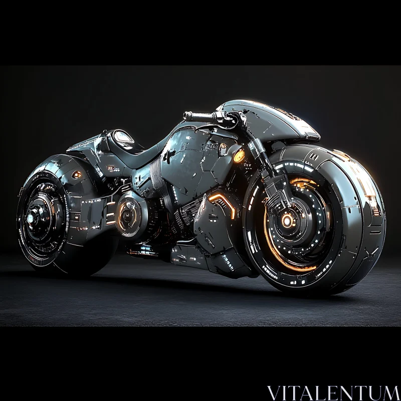 Modern High-Tech Motorcycle with Enclosed Wheels AI Image