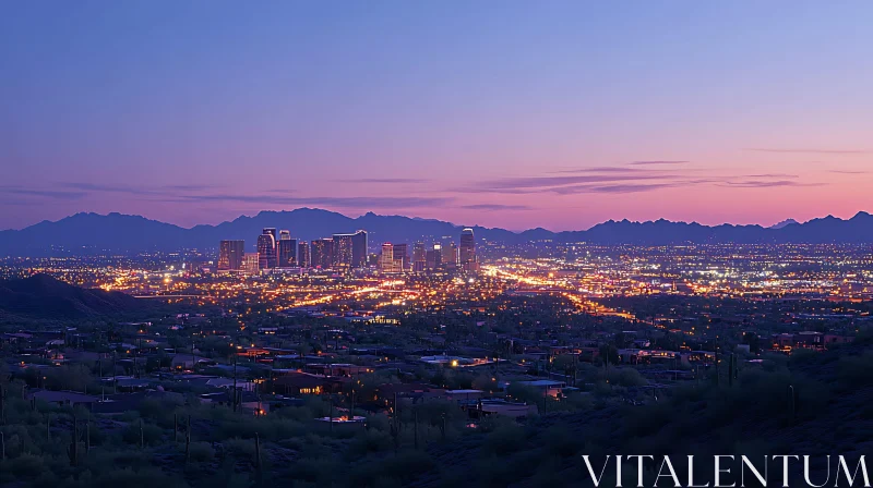 Twilight Skyline of a Sprawling Urban Landscape AI Image