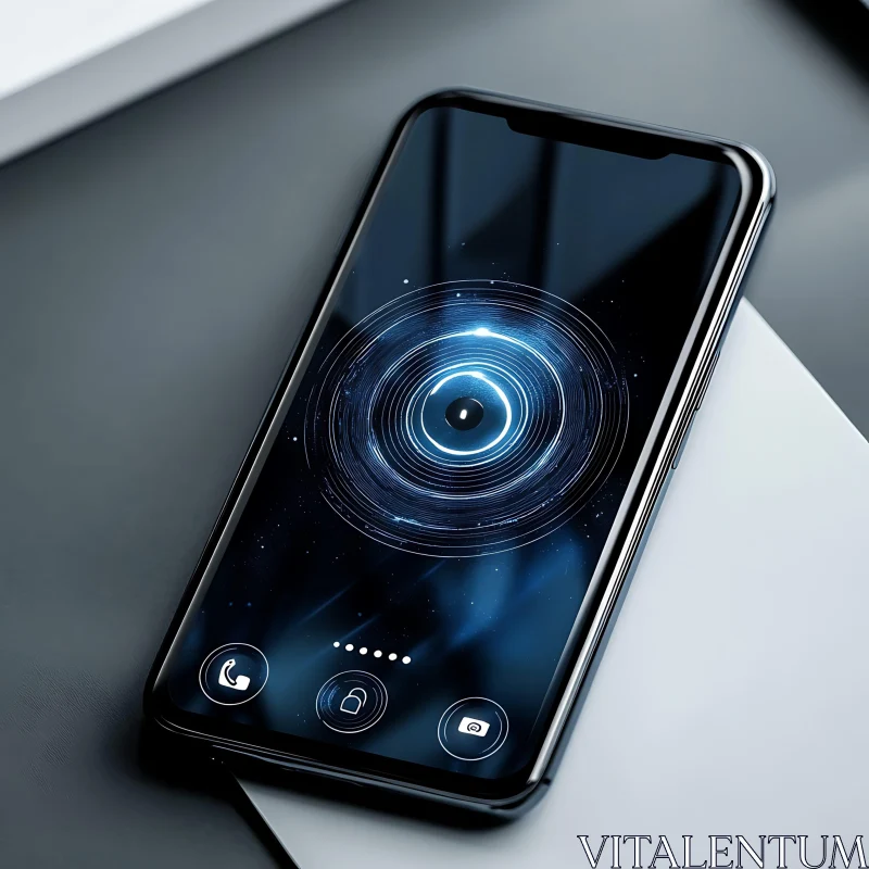 Futuristic Graphic on Sleek Smartphone AI Image