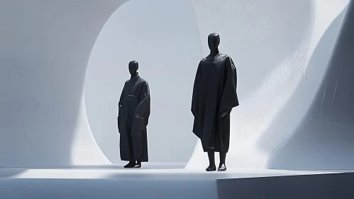 Monochrome Futuristic Runway Scene