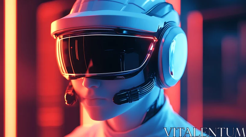 AI ART Cyberpunk-Inspired Helmet and Visor Close-Up