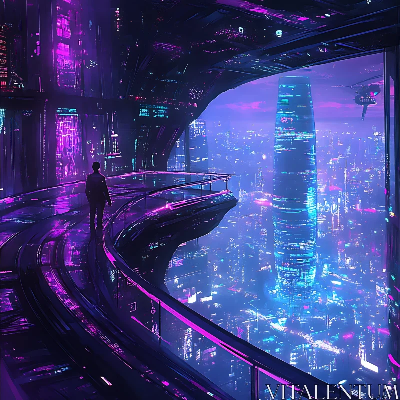 Neon Cyberpunk Skyline AI Image