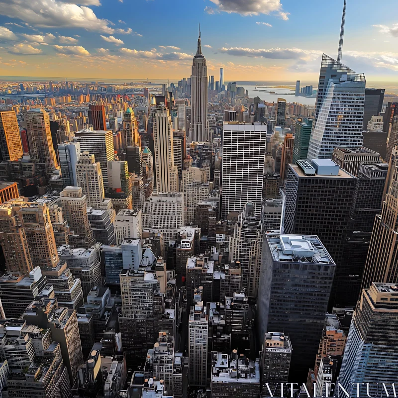 Urban Skyline at Sundown AI Image